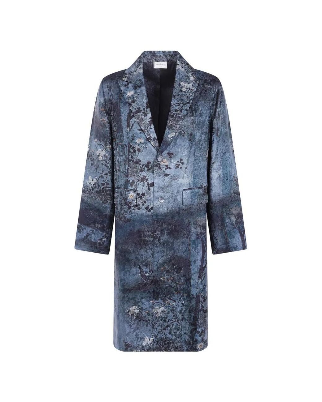 Pierre Louis Mascia Blue Floral-Print Coat