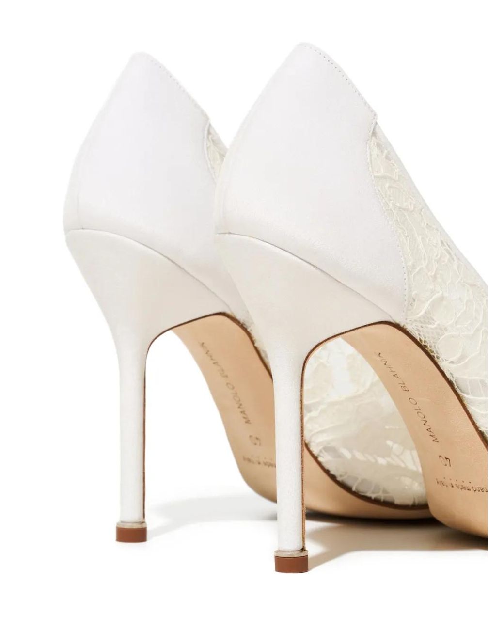 Manolo Blahnik White Hangisi Lace Pumps