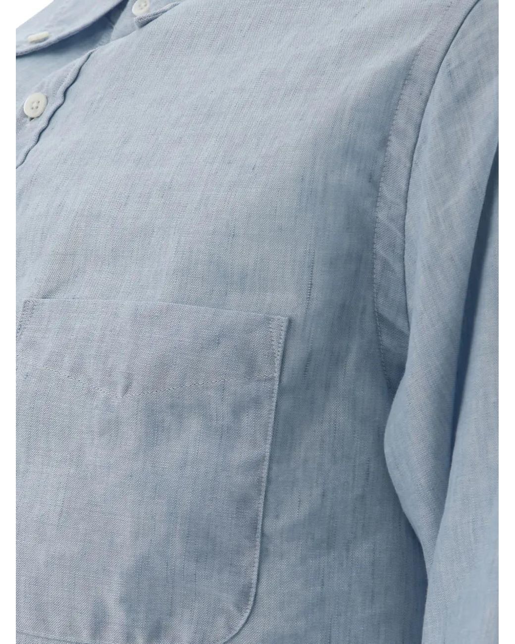 Beams Plus Blue Button-Down Pocket Shirt for men