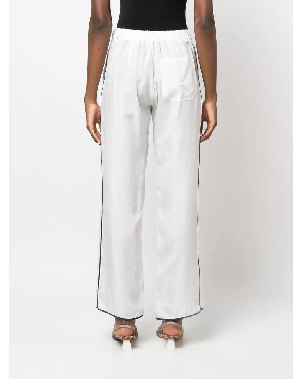 Jejia White Contrasting-Trim Detail Trousers