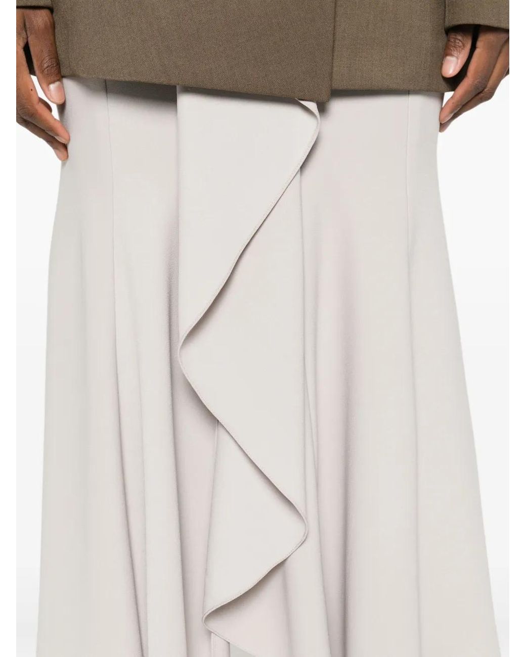 Gemy Maalouf White Ruffled Asymmetric Skirt