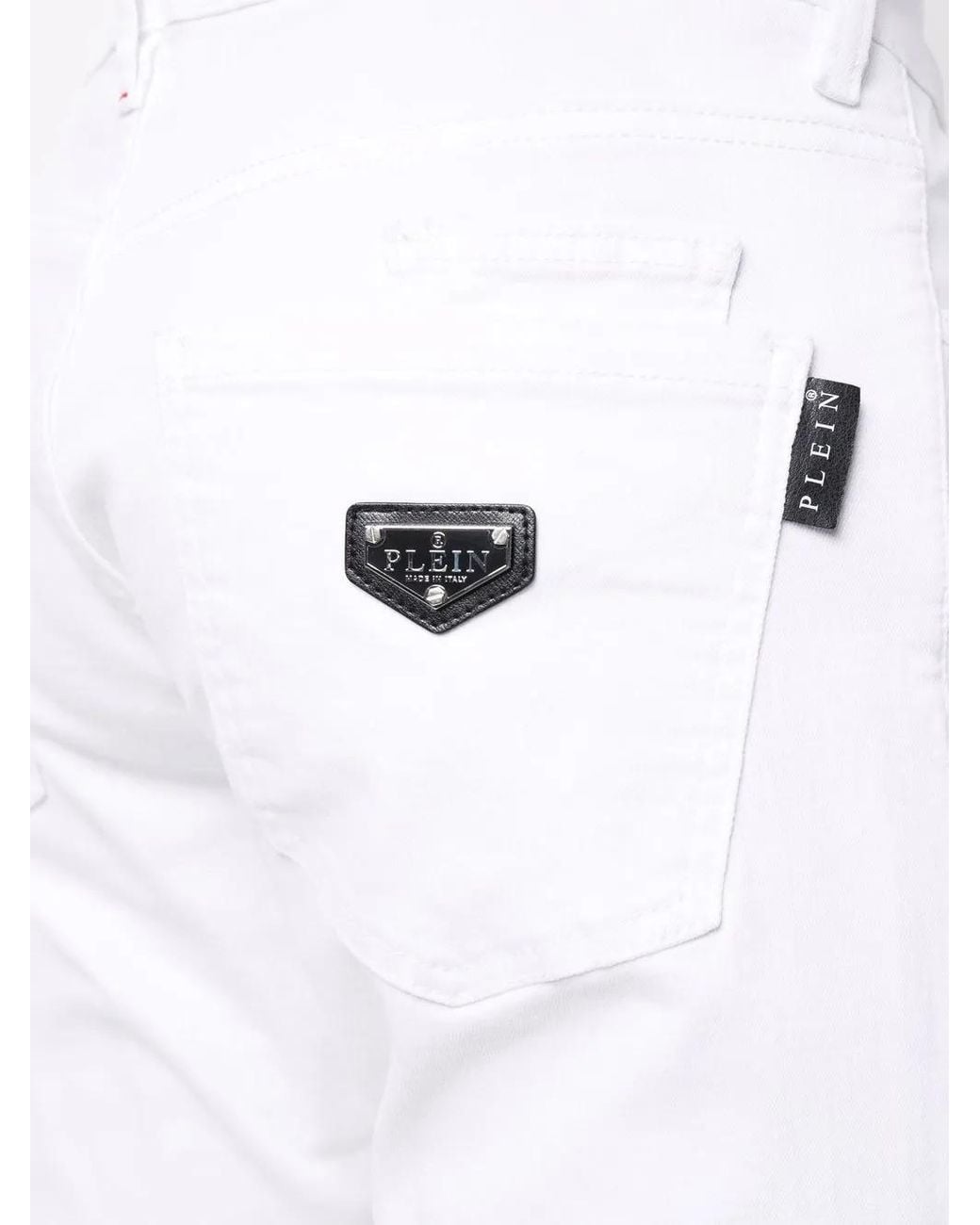 Philipp Plein White Super Straight Cut Jeans for men