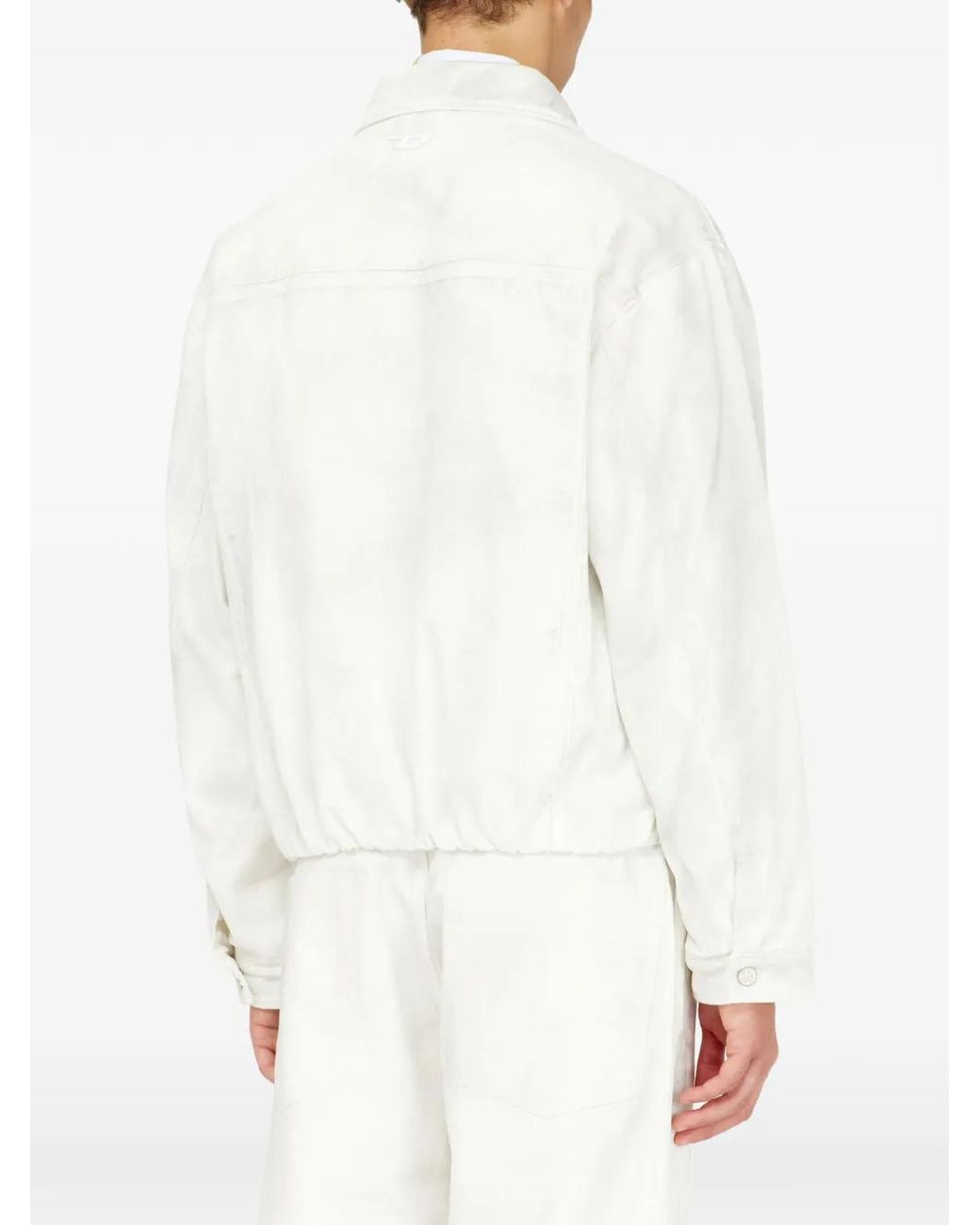 DIESEL White Elasticated Trucker Jacket for men