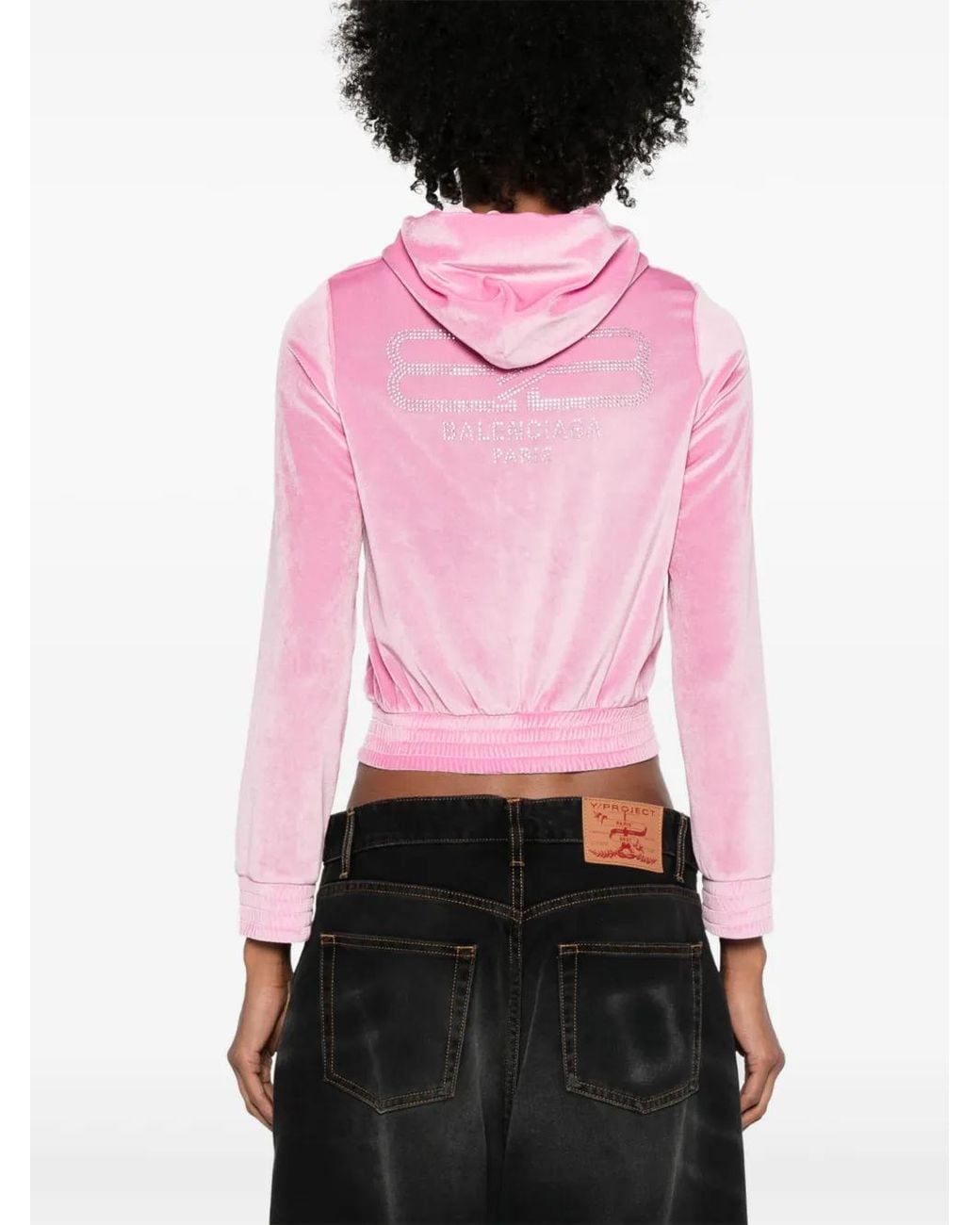 Balenciaga Pink Bb Paris Zip-Up Hoodie