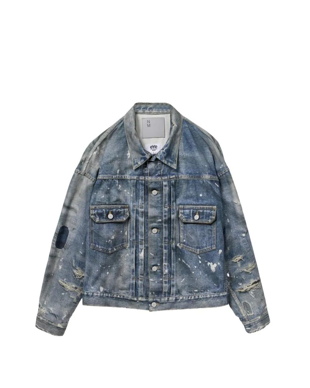 Junya Watanabe Denim Jack Met Verfspatten in het Blue voor heren