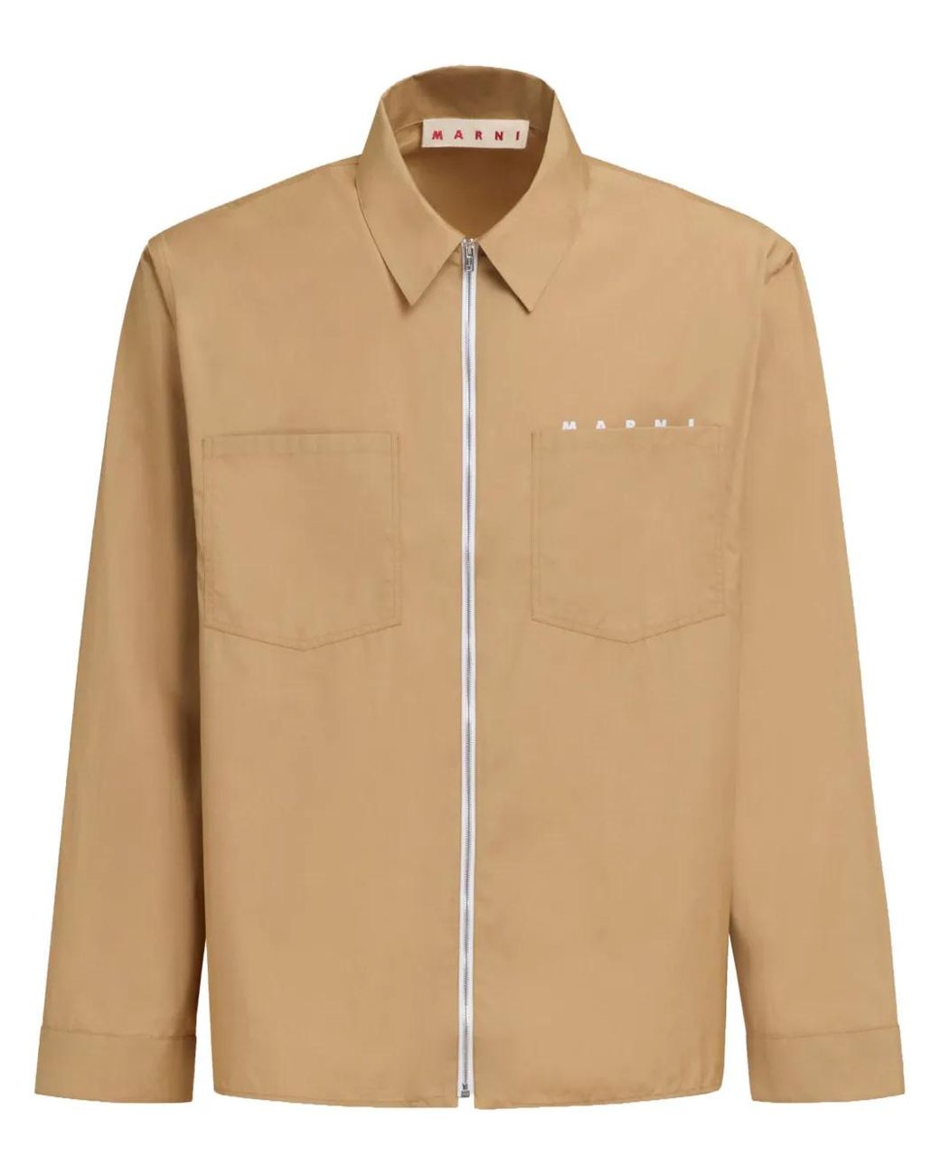Marni Natural Logo-Print Cotton Shirt Jacket for men