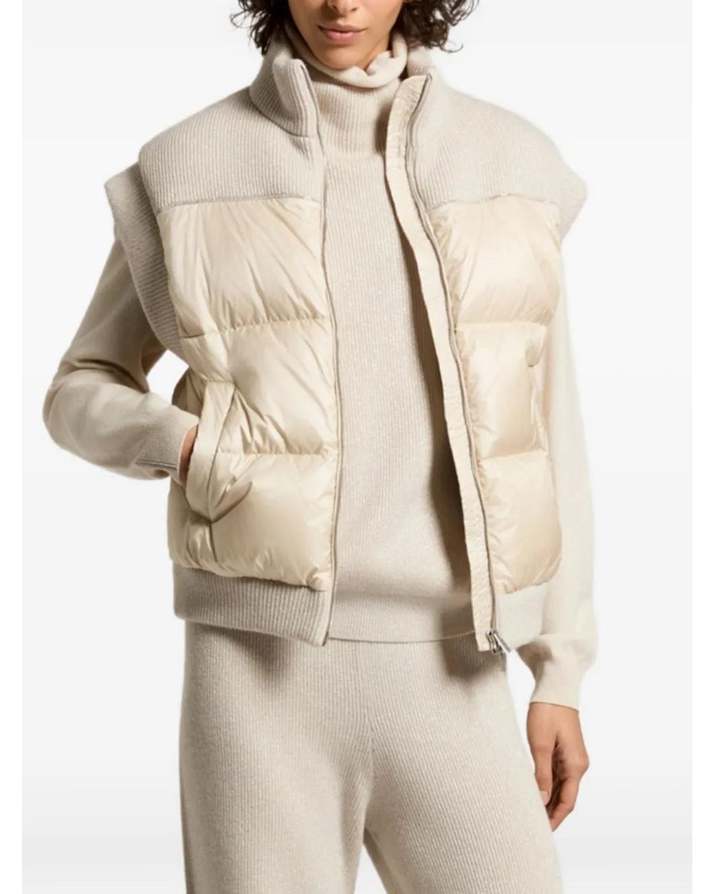 Peserico Natural Quilted Panelled Gilet