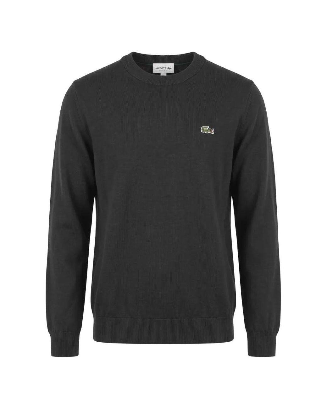 Lacoste Black Logo-Patch Crew-Neck Sweater for men