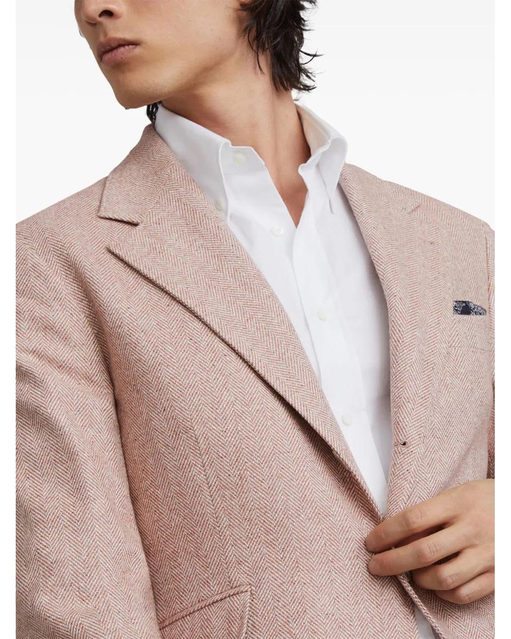 Brunello Cucinelli Pink Blazer À Motif De Chevrons for men