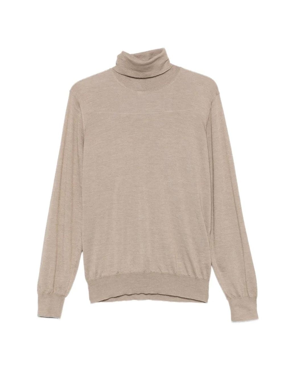 Brunello Cucinelli Natural Roll-Neck Knitted Sweater for men