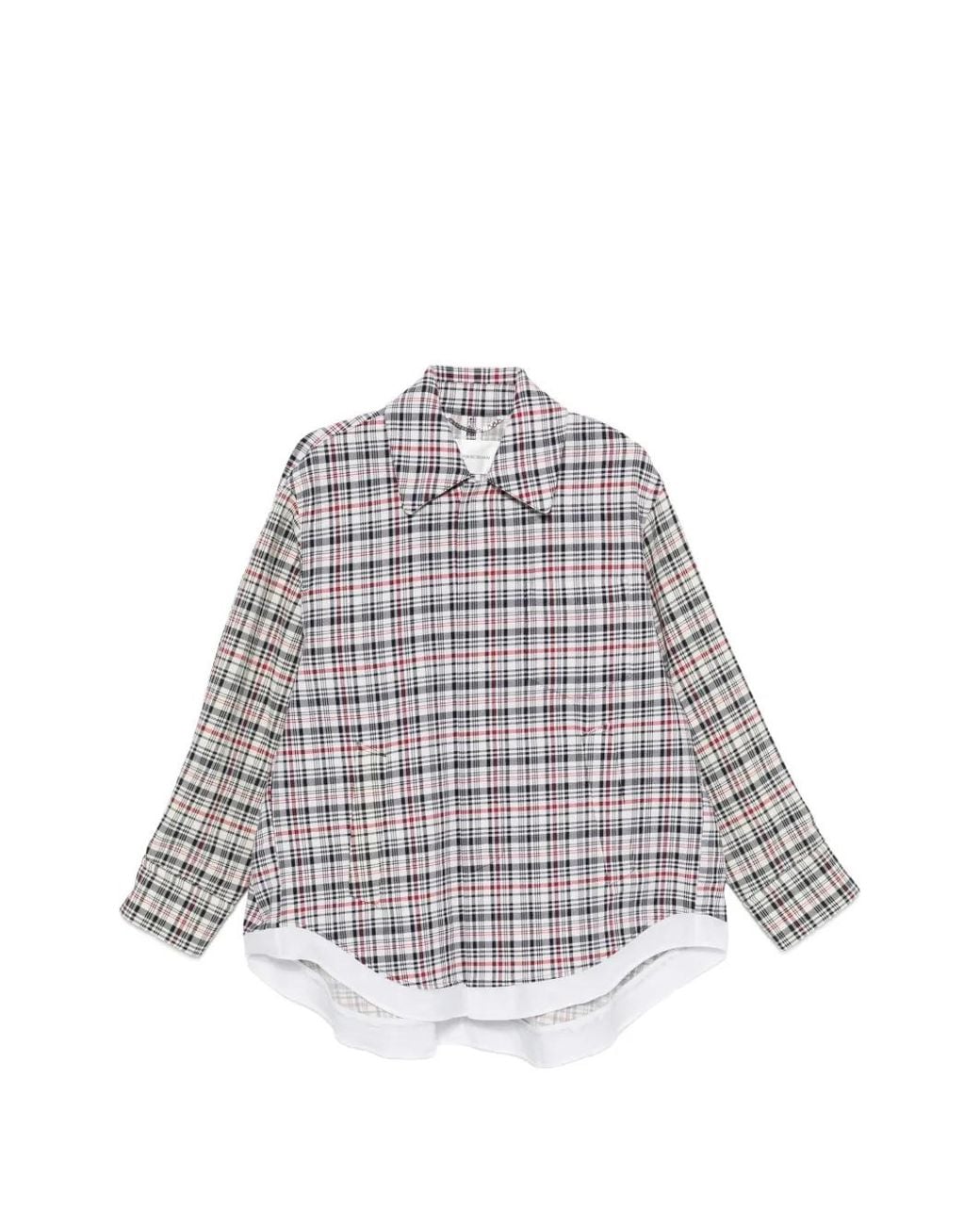 Victoria Beckham White Veste Cocoon Shacket À Carreaux