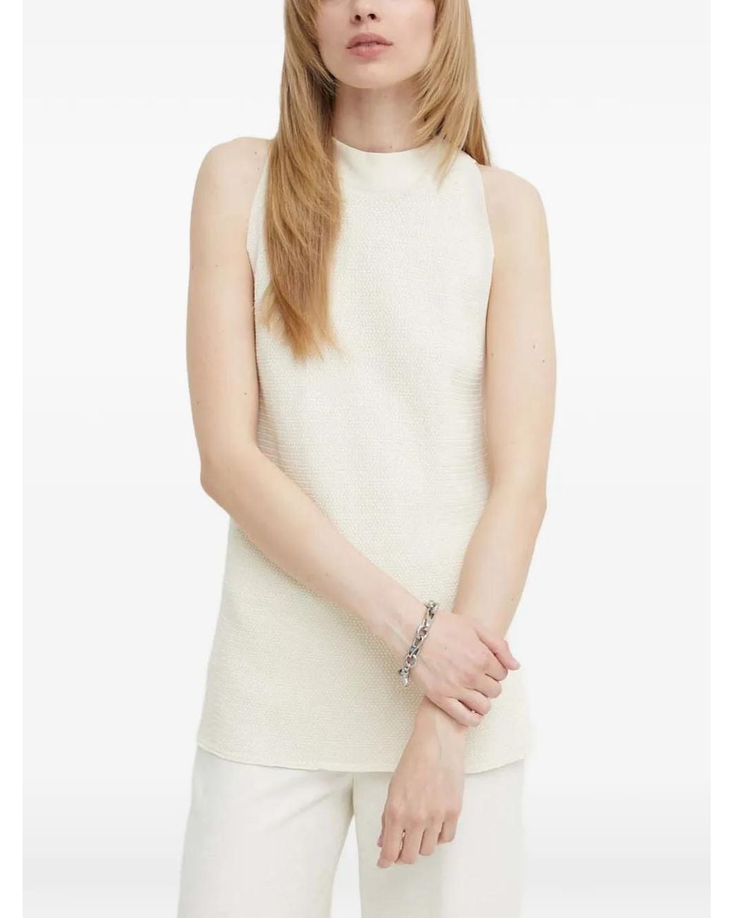 Bruuns Bazaar White Gallberry Devika Side-Slit High-Neck Blouse