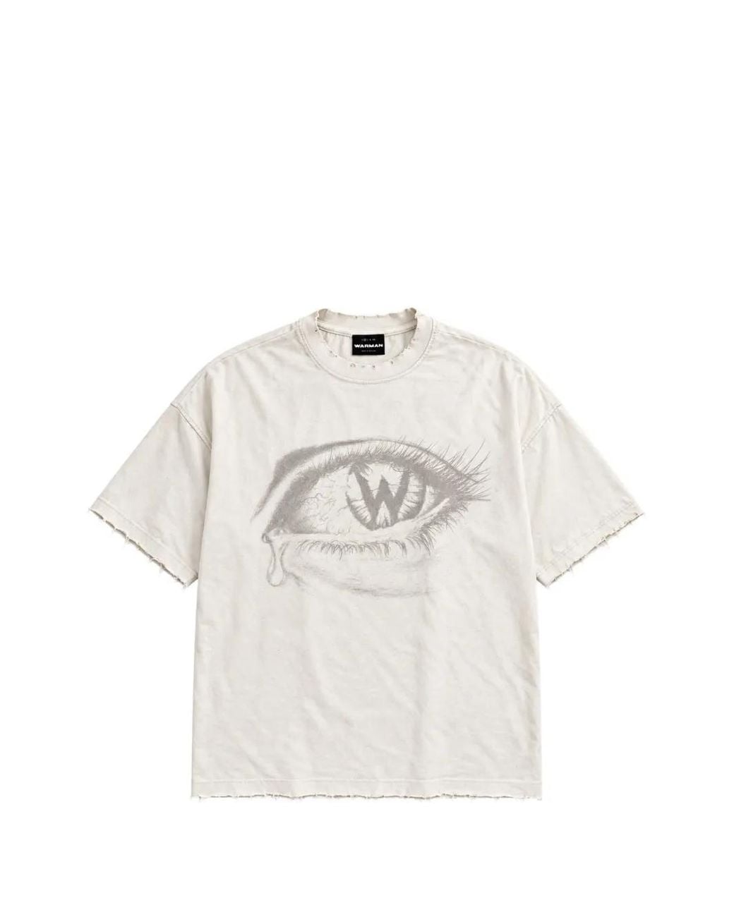 WARMAN White Graphic-Print Distressed T-Shirt for men