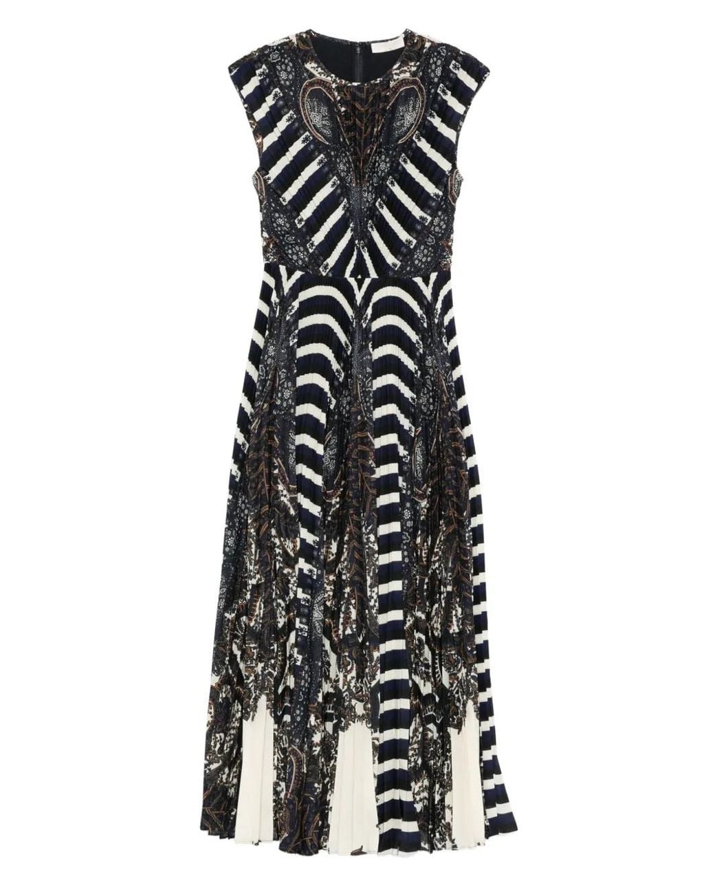 Ulla Johnson White Violeta Multi-Pattern Pleated Dress