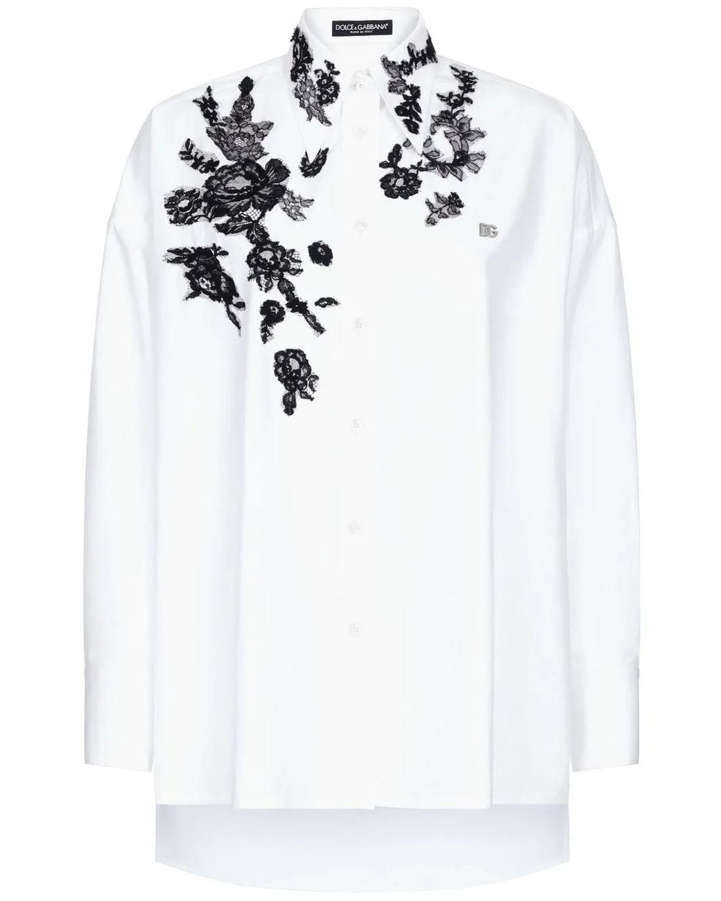 Dolce & Gabbana White Shirt With Floral Pattern