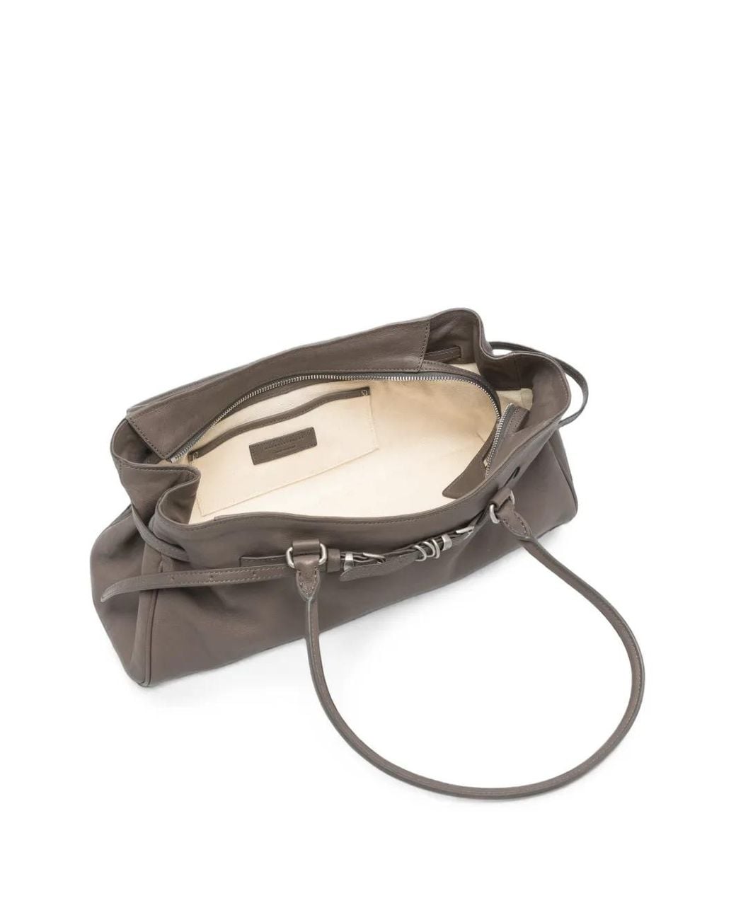 MARGE SHERWOOD Gray Buckle-Detail Leather Shoulder Bag
