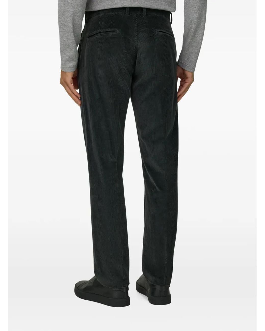 Boggi Black Stretch-Velvet Trousers for men