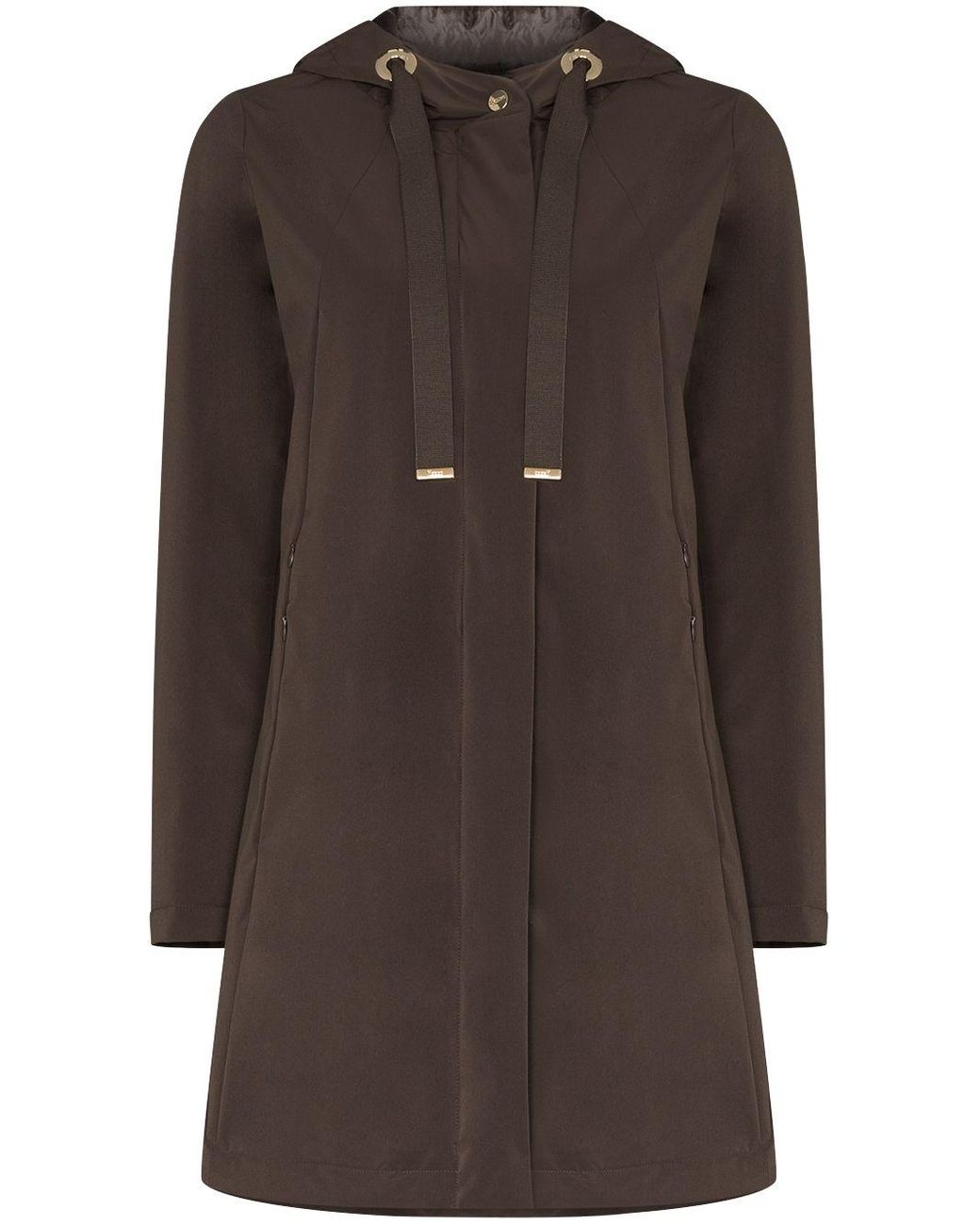 Herno Hooded Parka Coat in Brown - Lyst