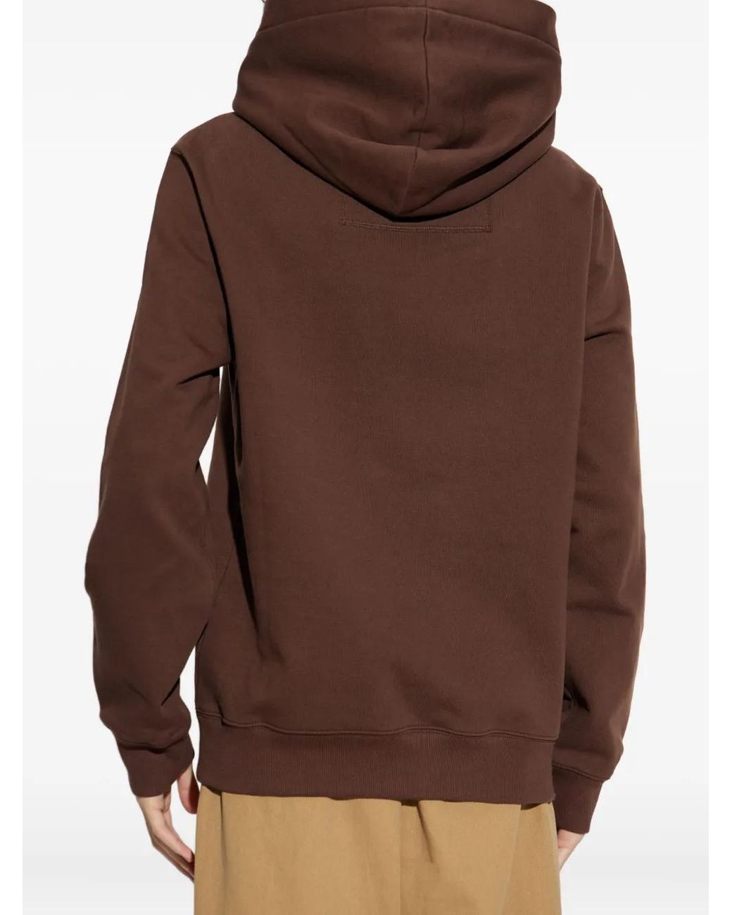 Lanvin Brown Logo-Embroidered Hoodie for men
