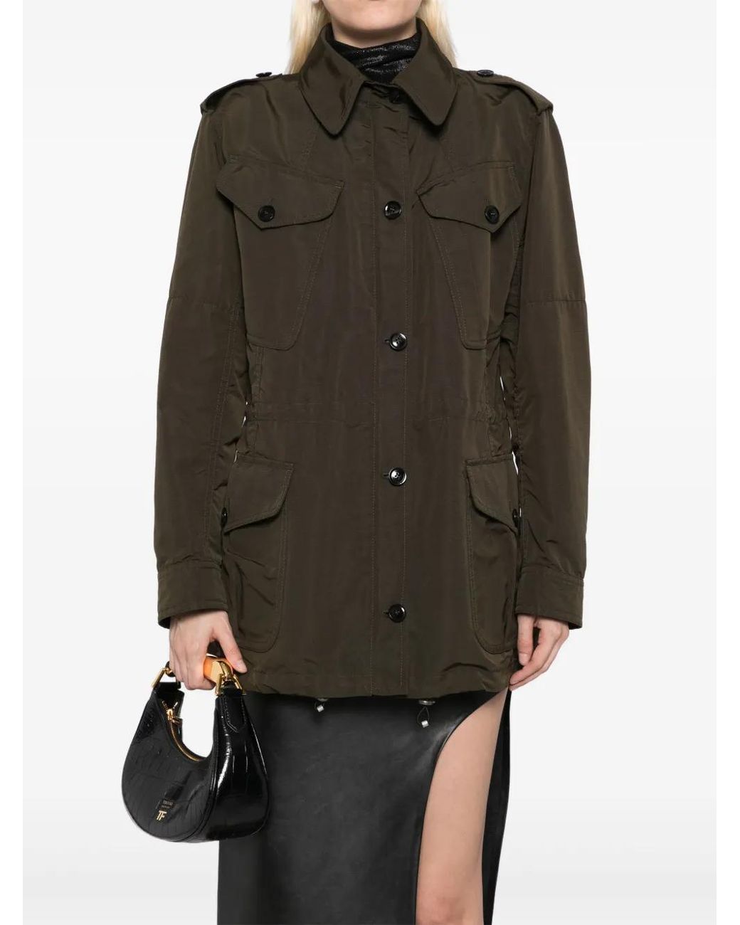Tom Ford Black Drawstring Waist Military Jacket