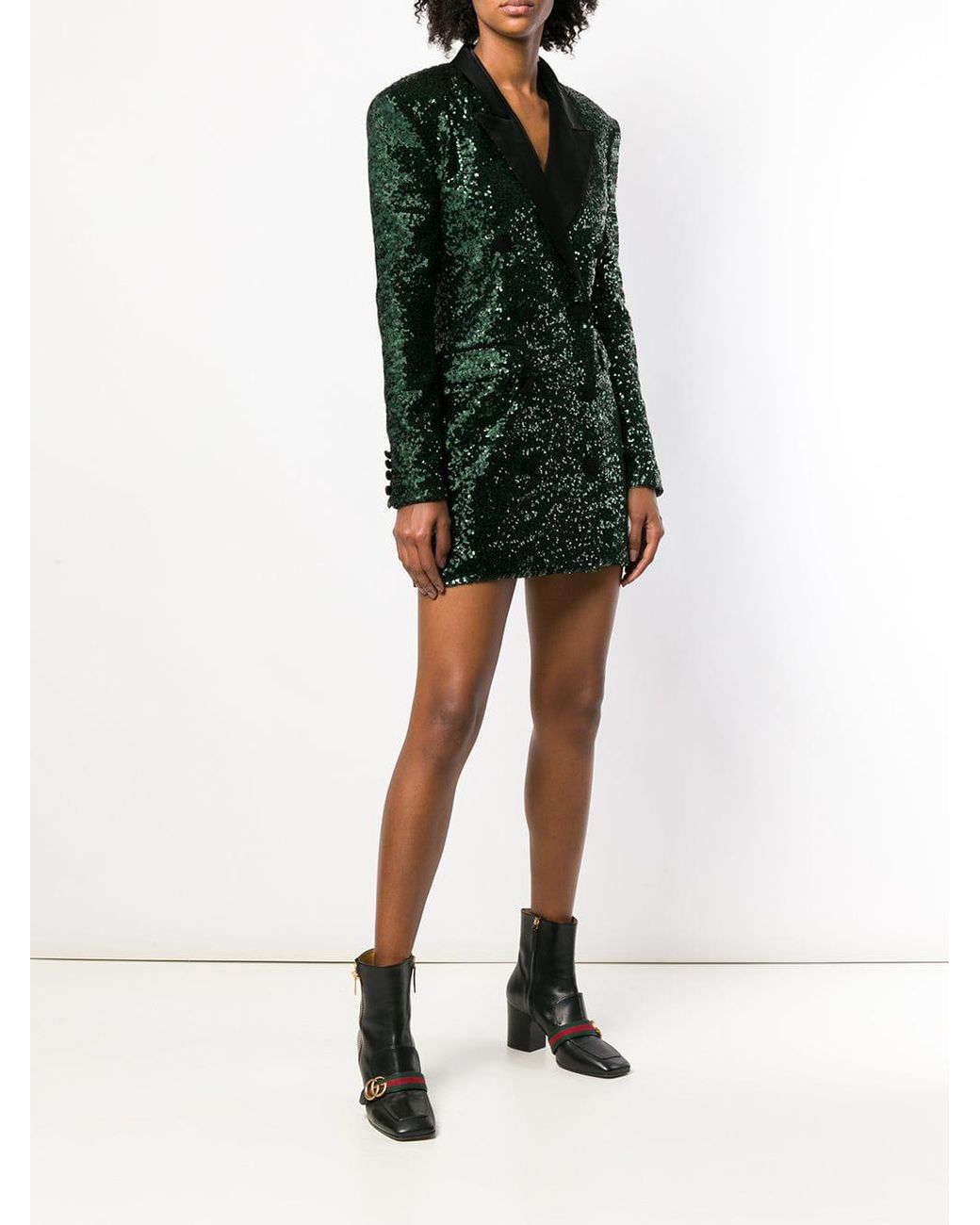 Amen Sequin Blazer Dress in Green | Lyst