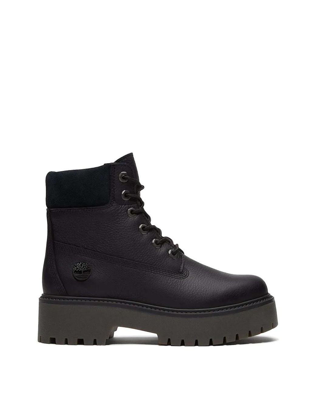 Timberland Black Lace-Up Flat Combat Boots