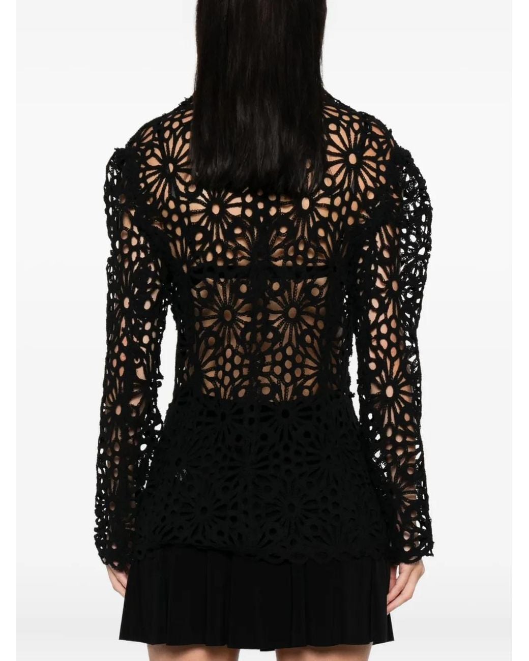 Norma Kamali Black Lace Single-Breasted Blazer Jacket