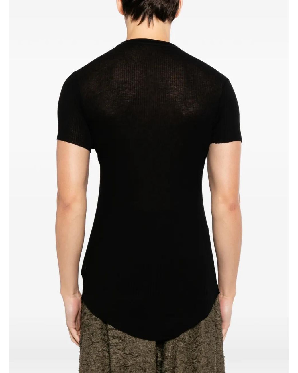 Julius Black Ribbed T-Shirt for men