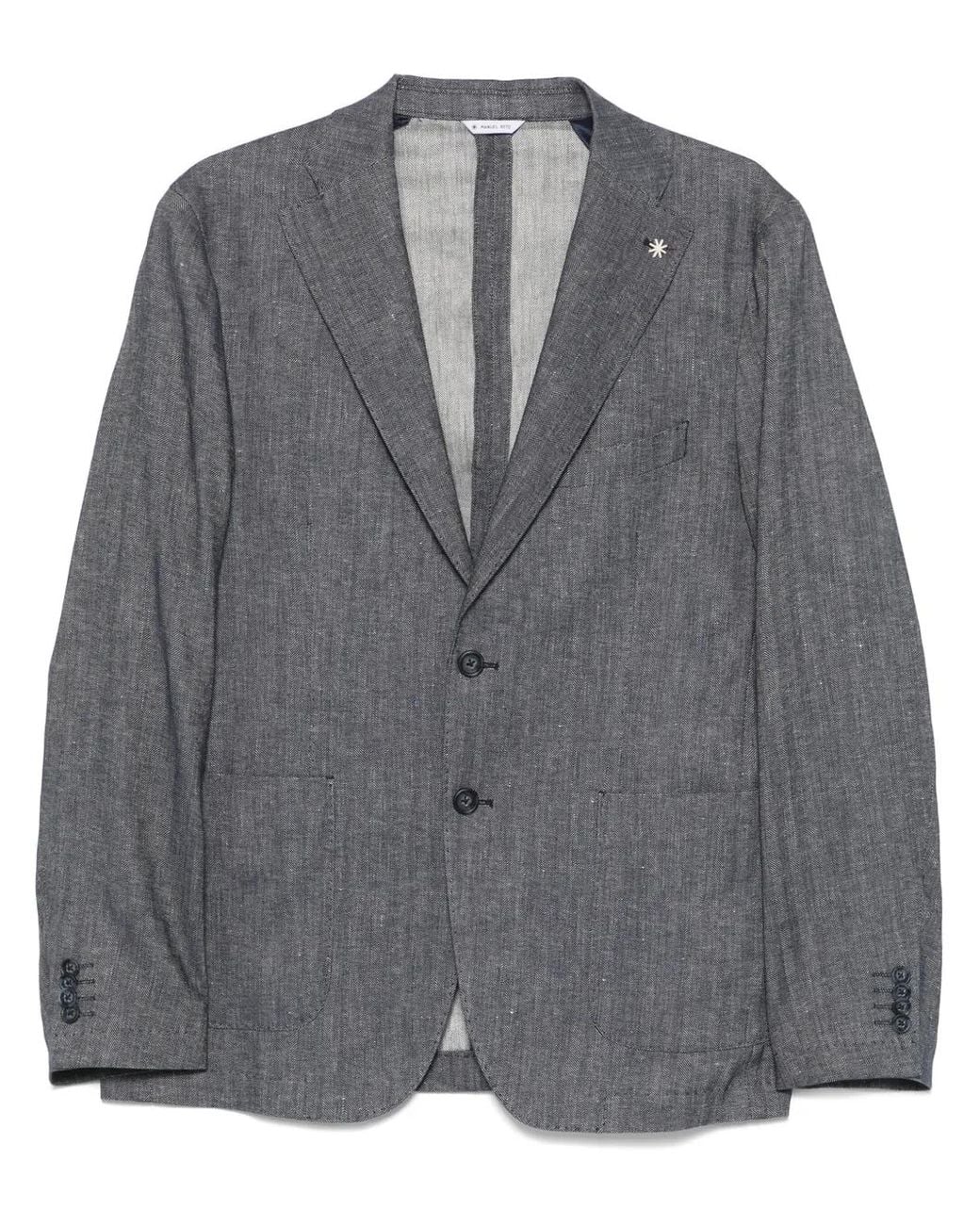 Manuel Ritz Gray Brooch-Detail Blazer for men