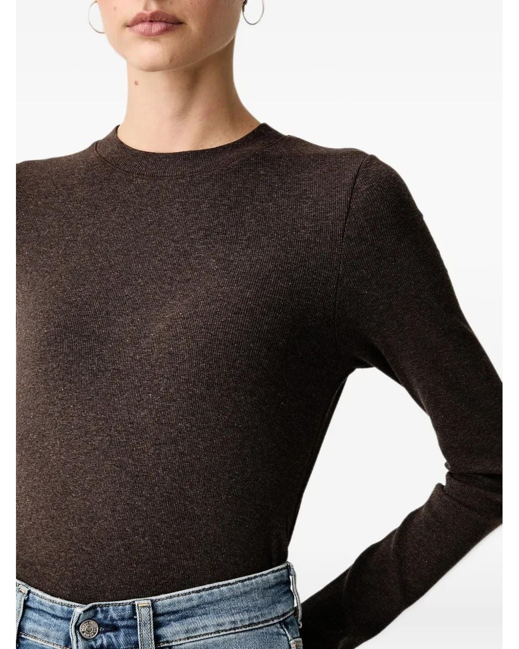 Marc O' Polo Black Ribbed-Knit Long-Sleeve T-Shirt