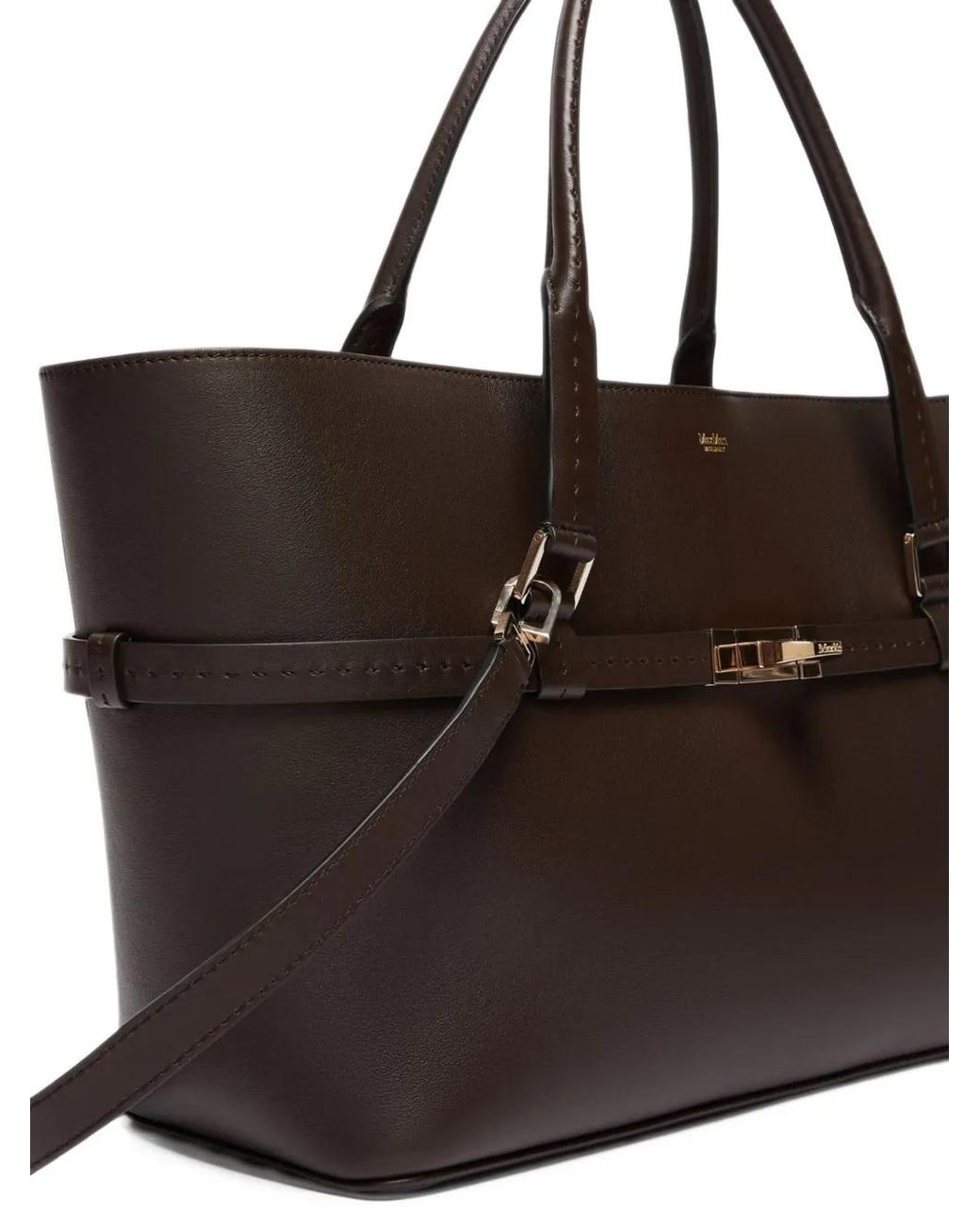 Max Mara Brown Margaux Soft Smooth Leather Handbag