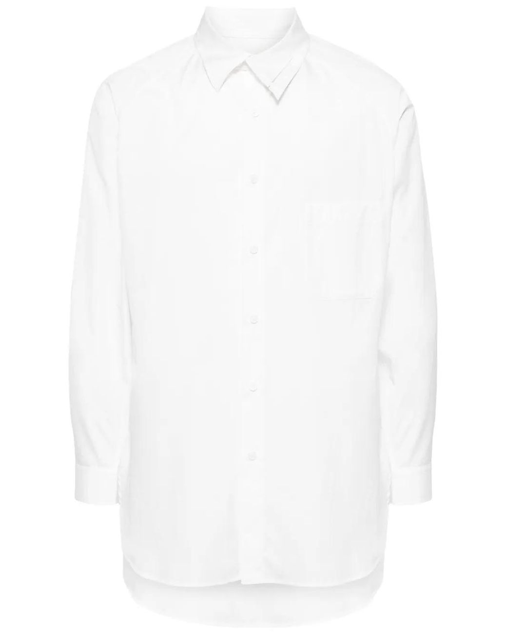 Yohji Yamamoto White Asymmetric-Collar Cotton Shirt for men