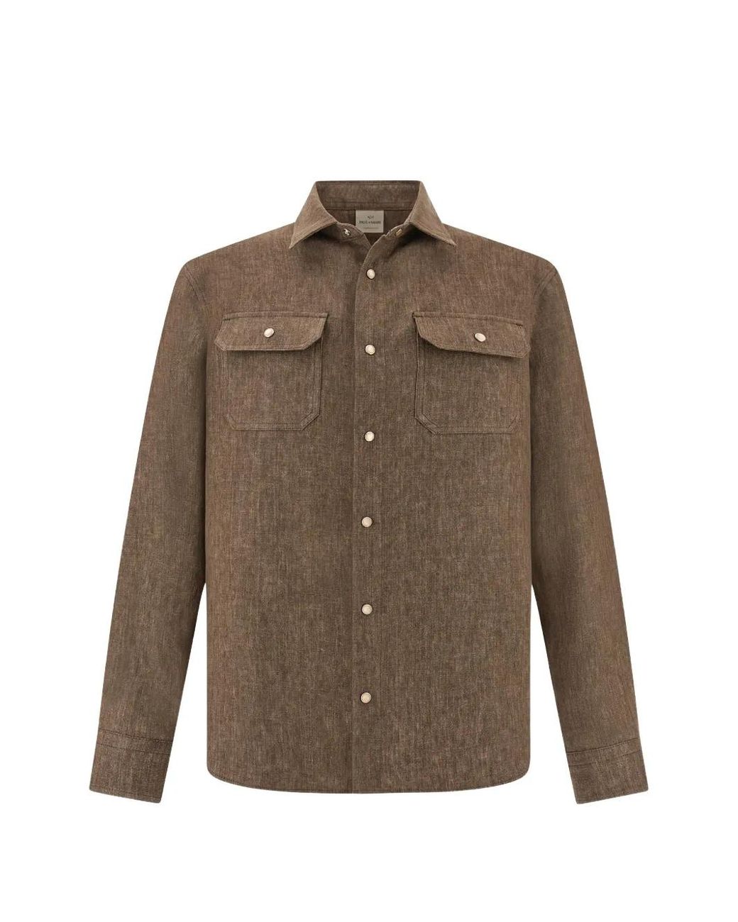 Paul & Shark Brown Linen Chest-Pocket Overshirt for men