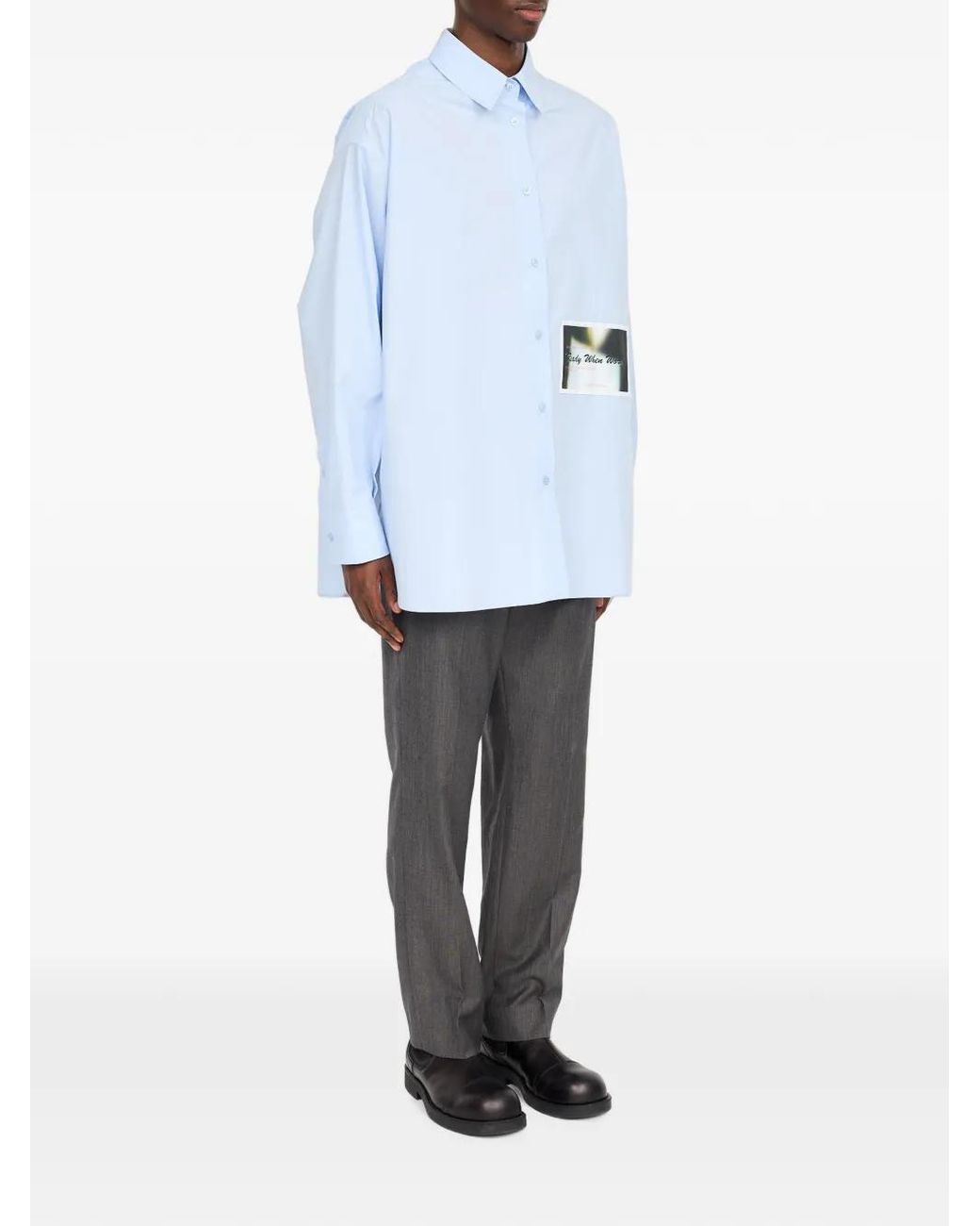 MM6 by Maison Margiela Blue Graphic-Print Button-Down Shirt for men