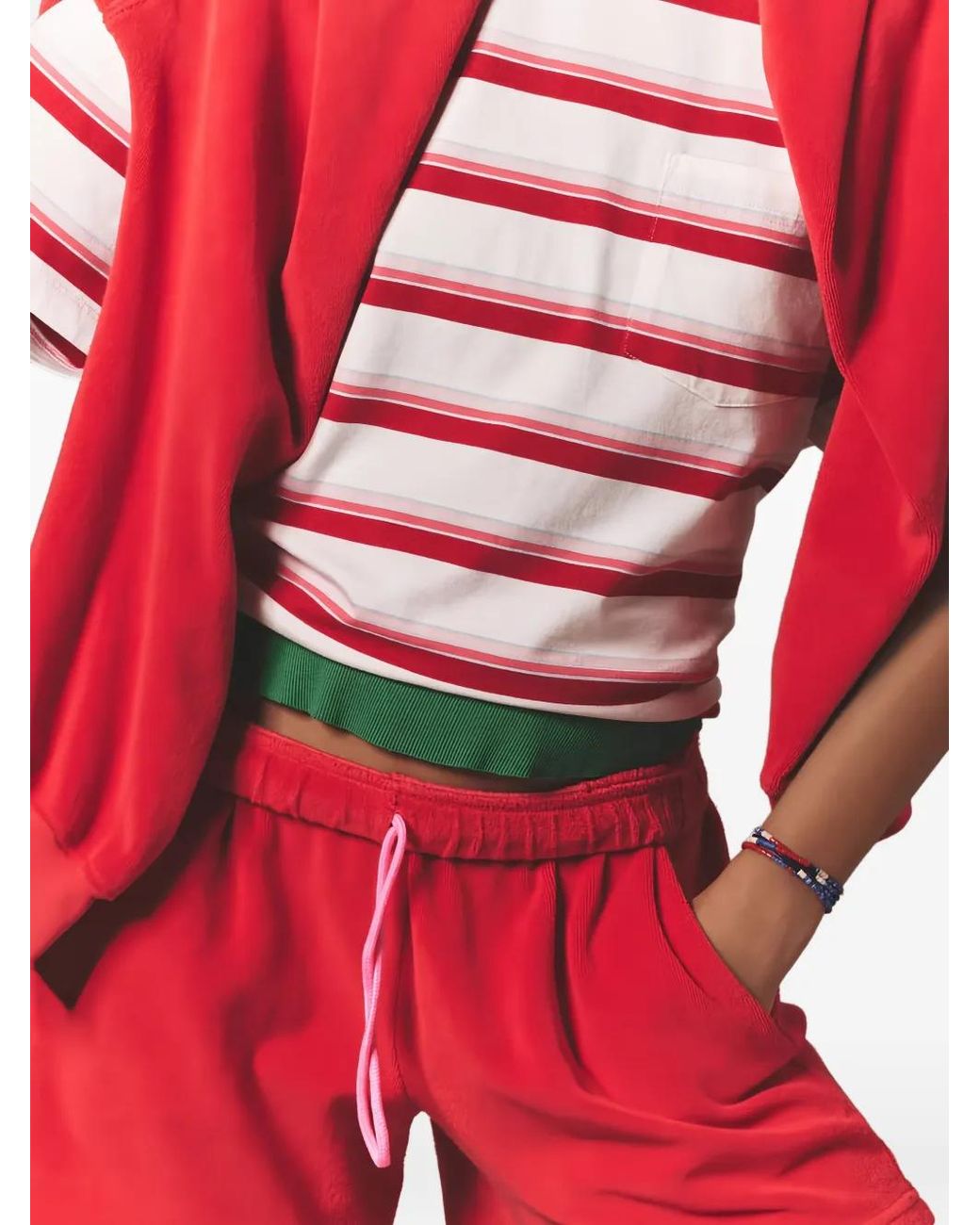 Xirena Red Drawstring Towelling Shorts