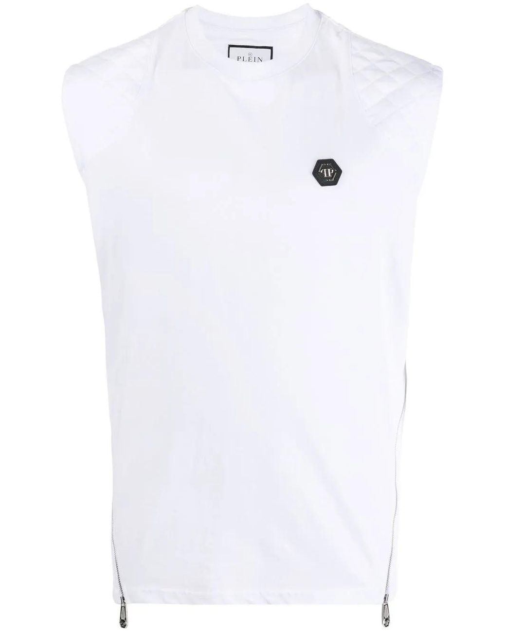 Philipp Plein White Hexagon Quilted Vest for men