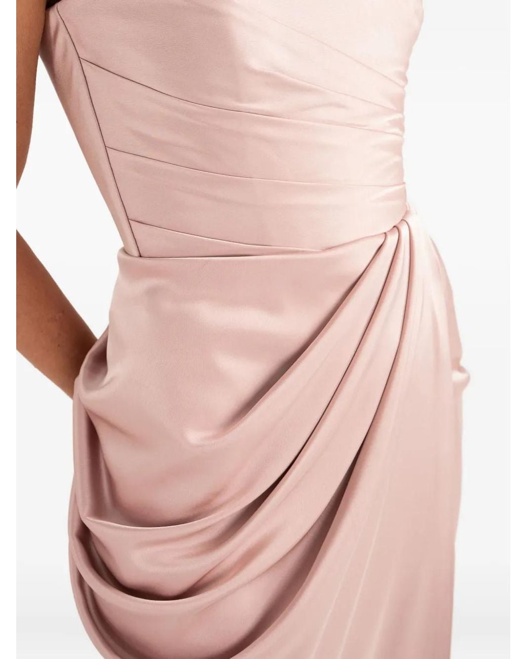 Ana Radu Pink Ruched Strapless Maxi Dress