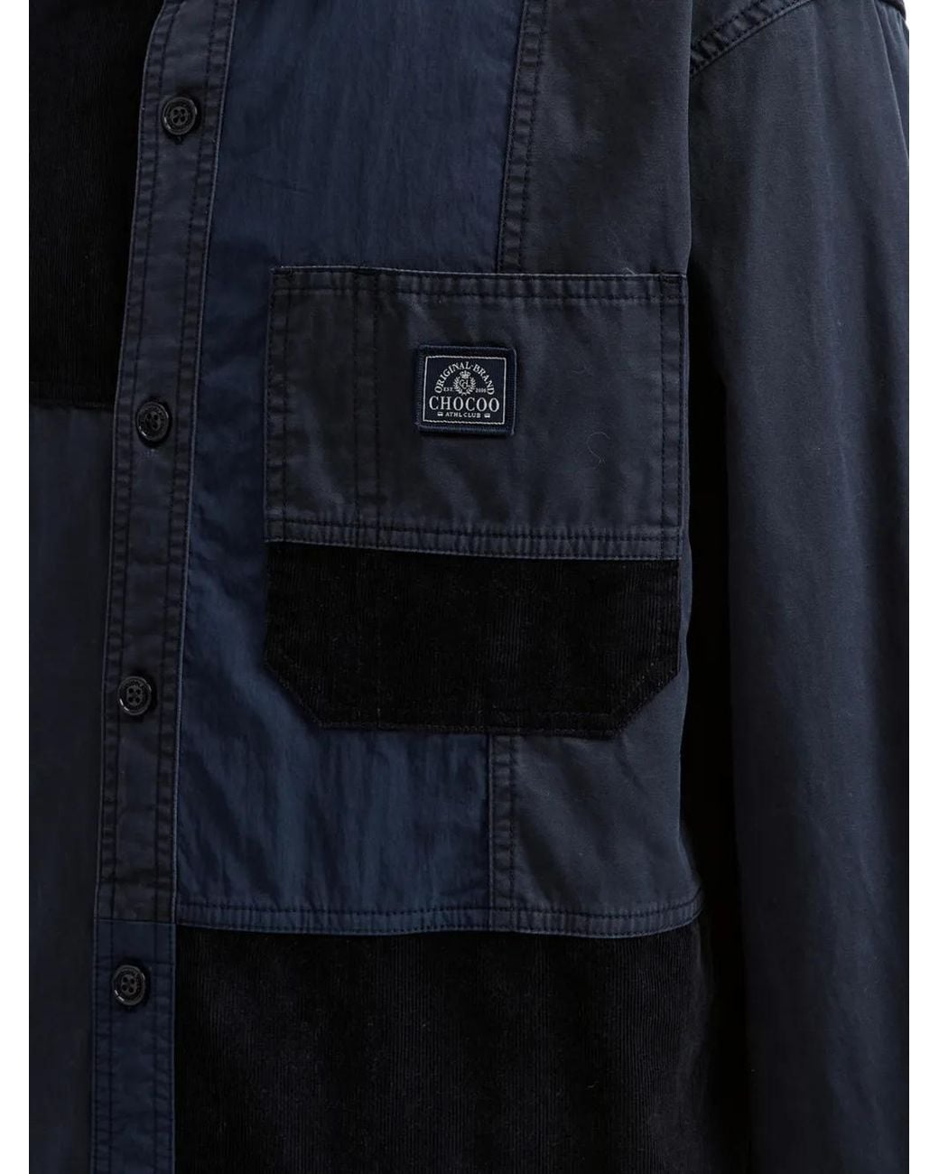 Chocoolate Blue Patchwork Long-Sleeve Shirt for men
