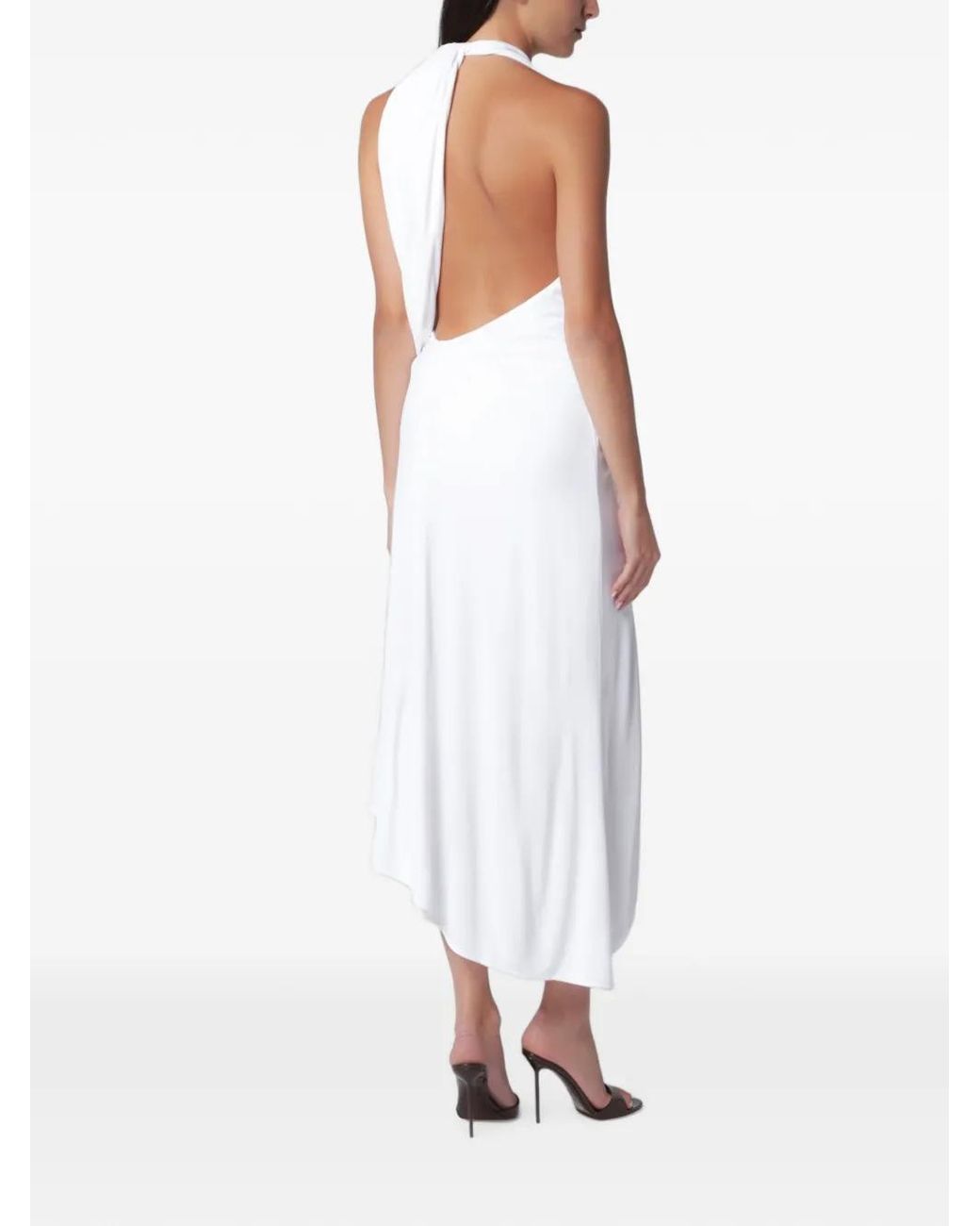 Christopher Esber White Spire Cascade Sleeveless Midi Dress