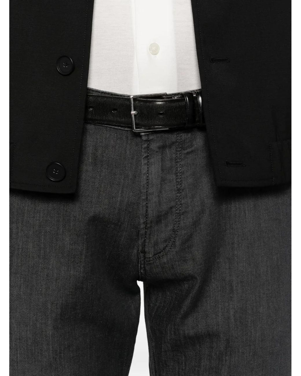 Emporio Armani Gray Logo-Plaque Jeans for men