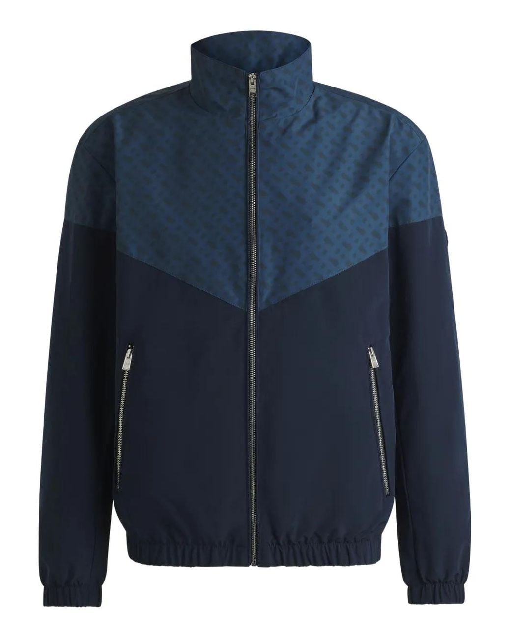 Boss Blue Patterned Panelled Jacket for men