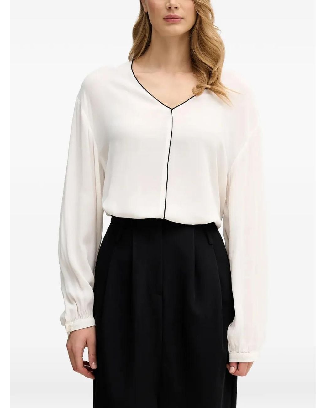 Sisley White V-Neck Blouse