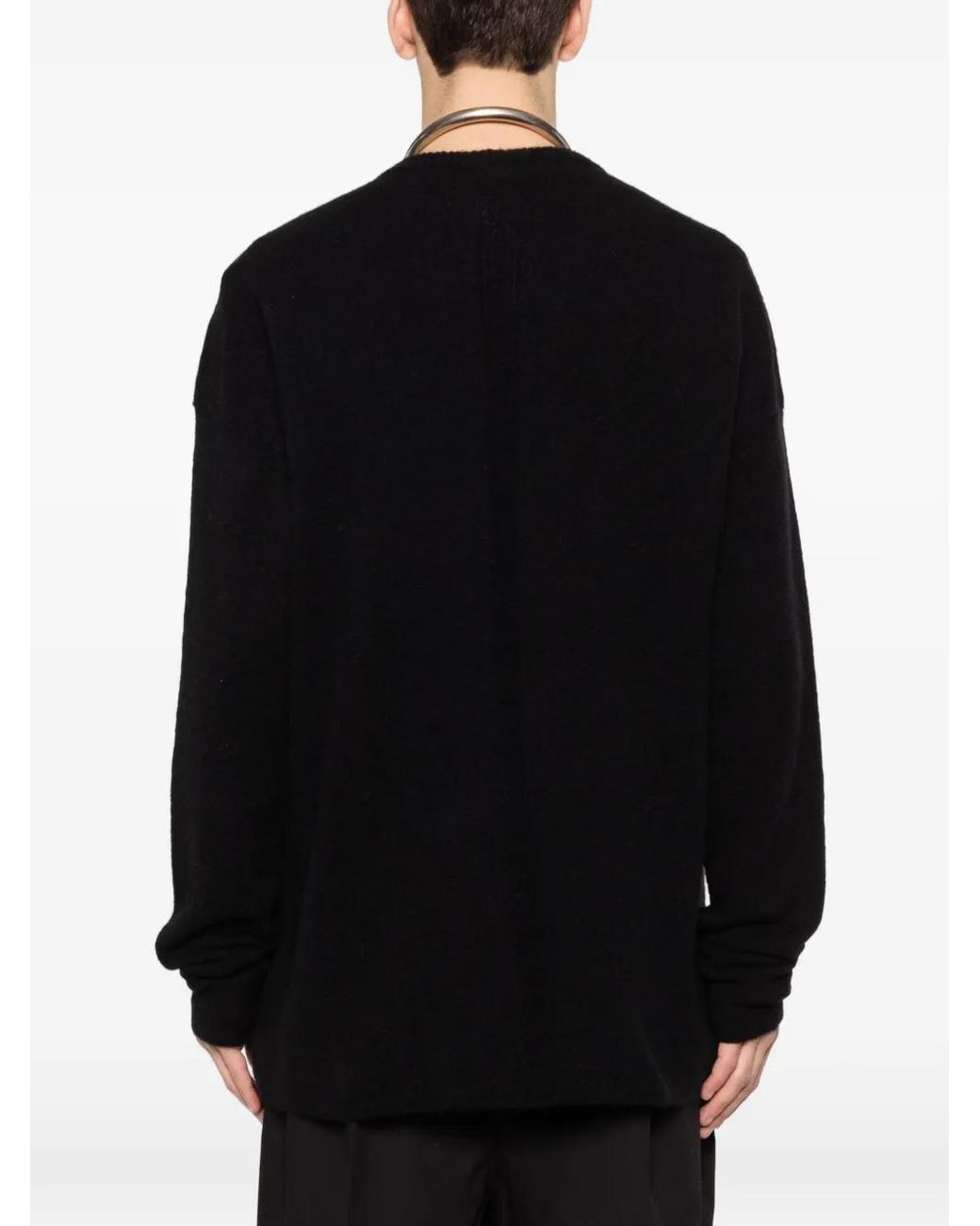 Rick Owens Black Temple Round Neck Sweater for men