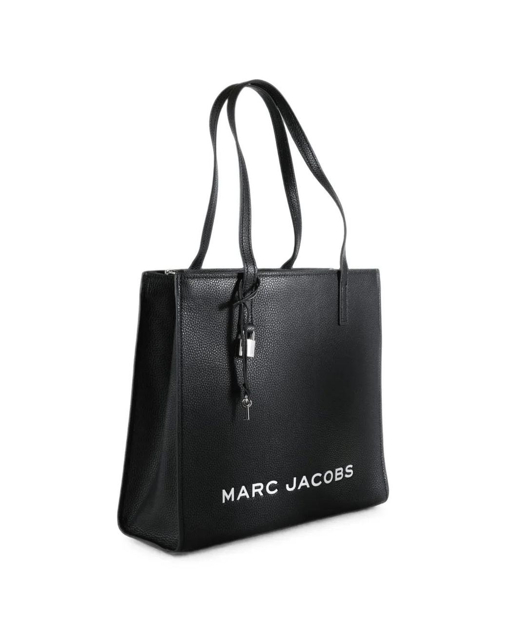 Marc Jacobs Black Logo-Print Leather Tote Bag