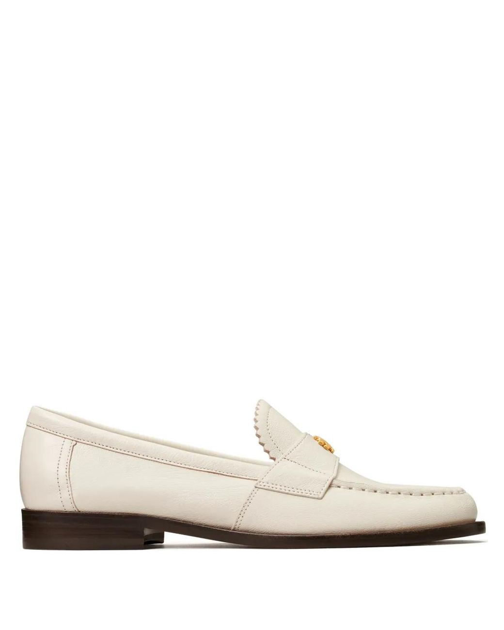Tory Burch White Classic Leather Loafers