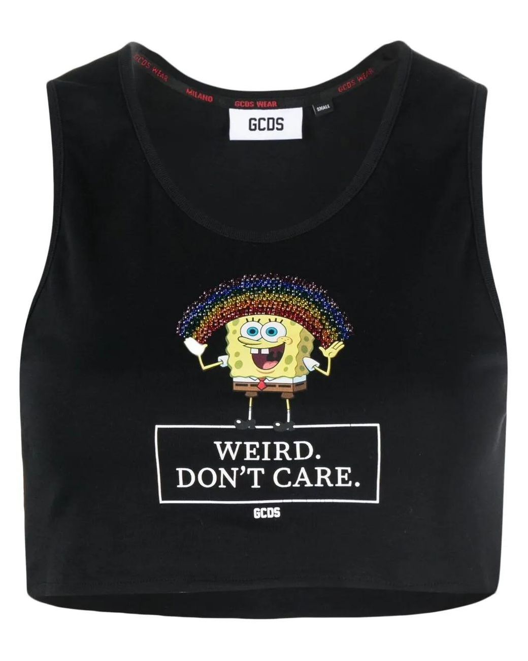 Gcds Black Graphic-Print Cropped Vest