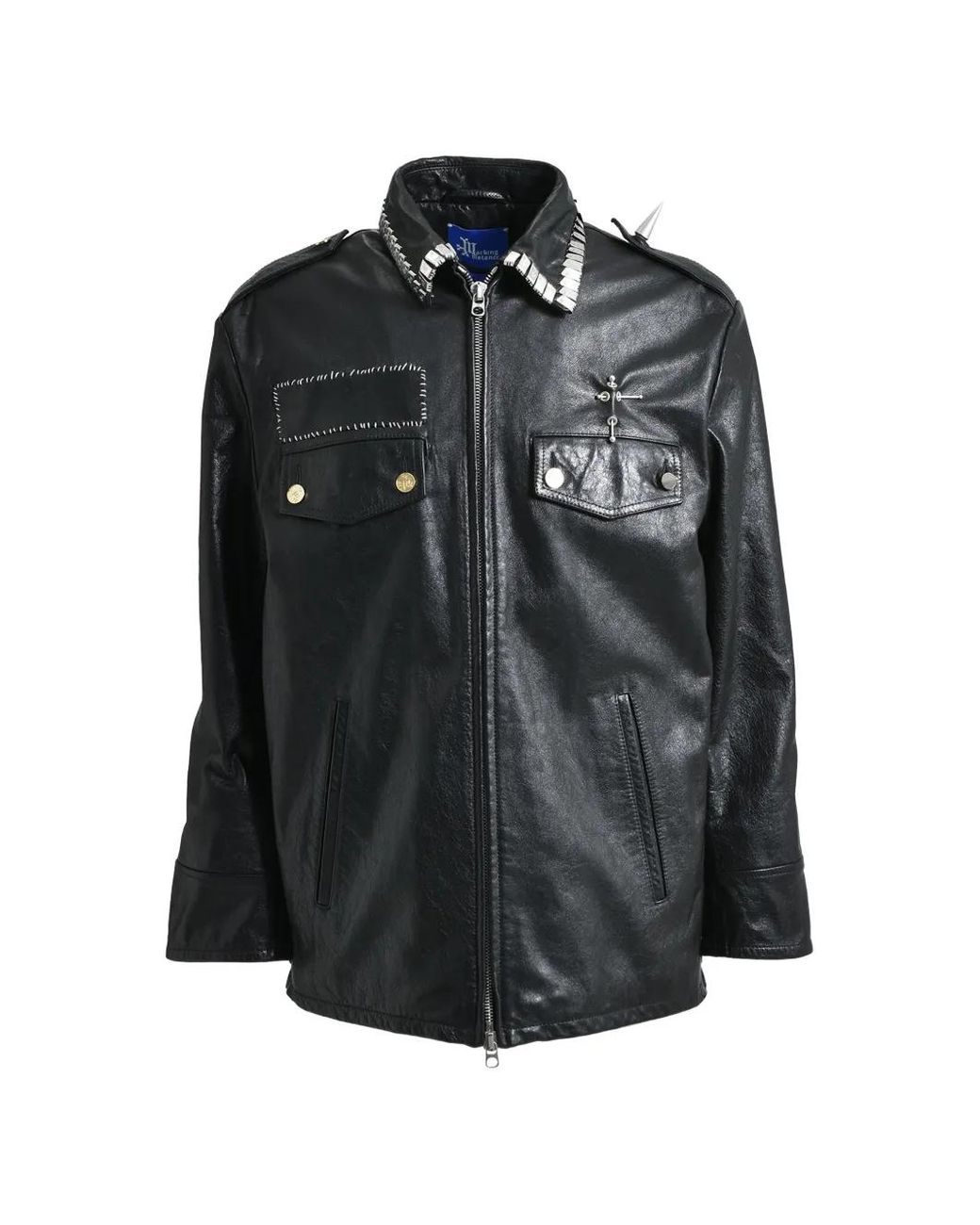 Marking Distance Black Zip Leather Jacket for men