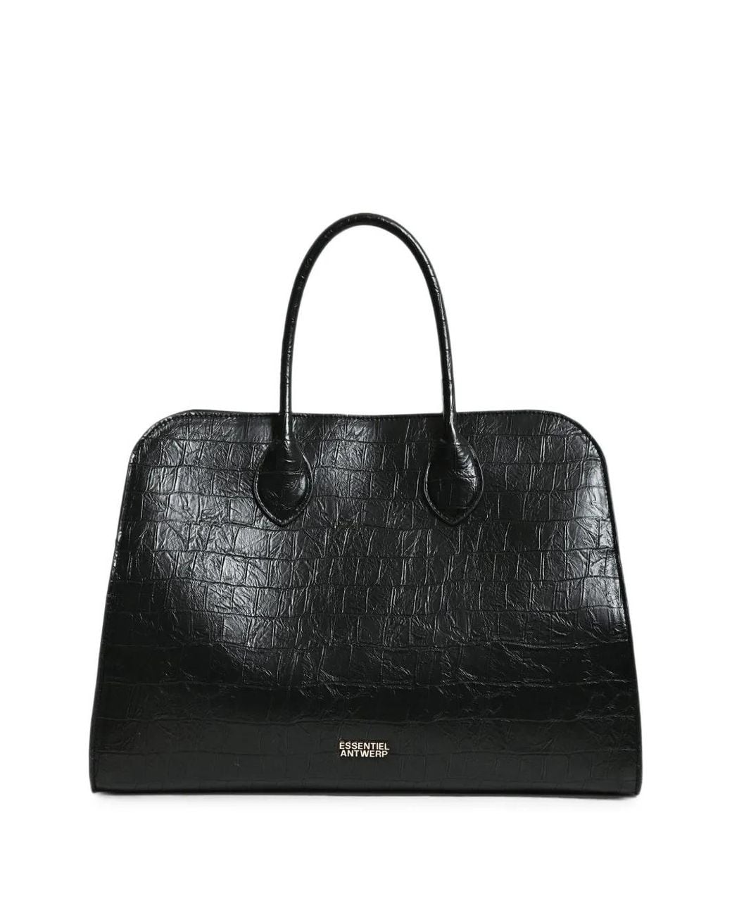 Essentiel Antwerp Black Katarina Croc-Effect Tote Bag