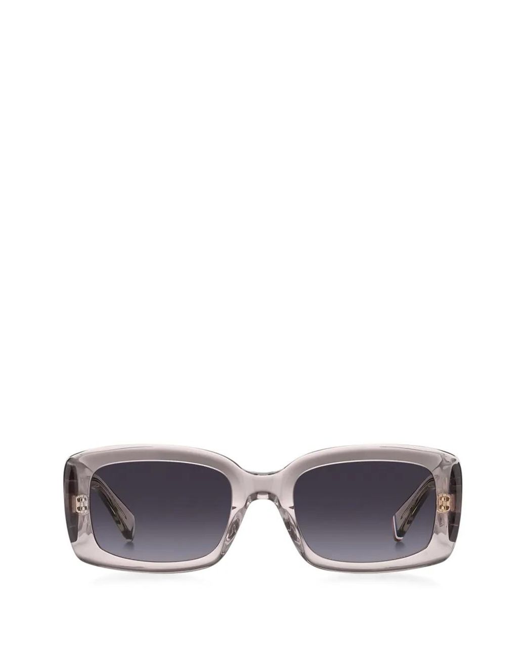Tommy Hilfiger White Rectangle-Frame Logo-Plaque Sunglasses