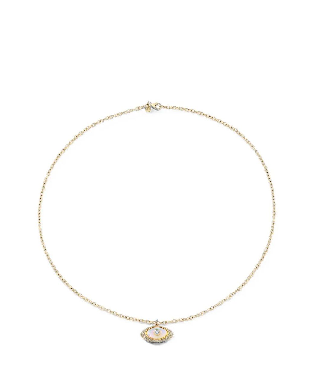 Sydney Evan White Evil Eye Opal And Diamond Necklace
